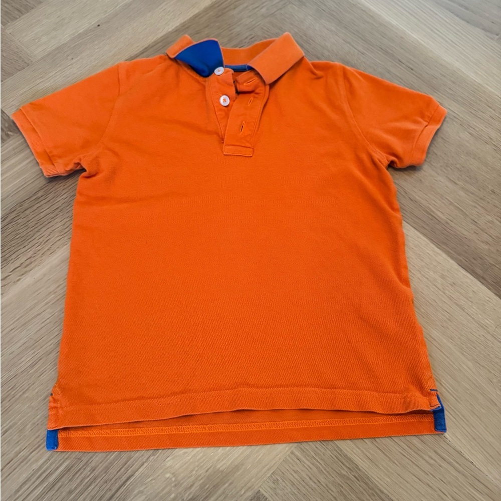 Boden Piqué Polo - EUC Vibrant Orange with Royal Blue Collar